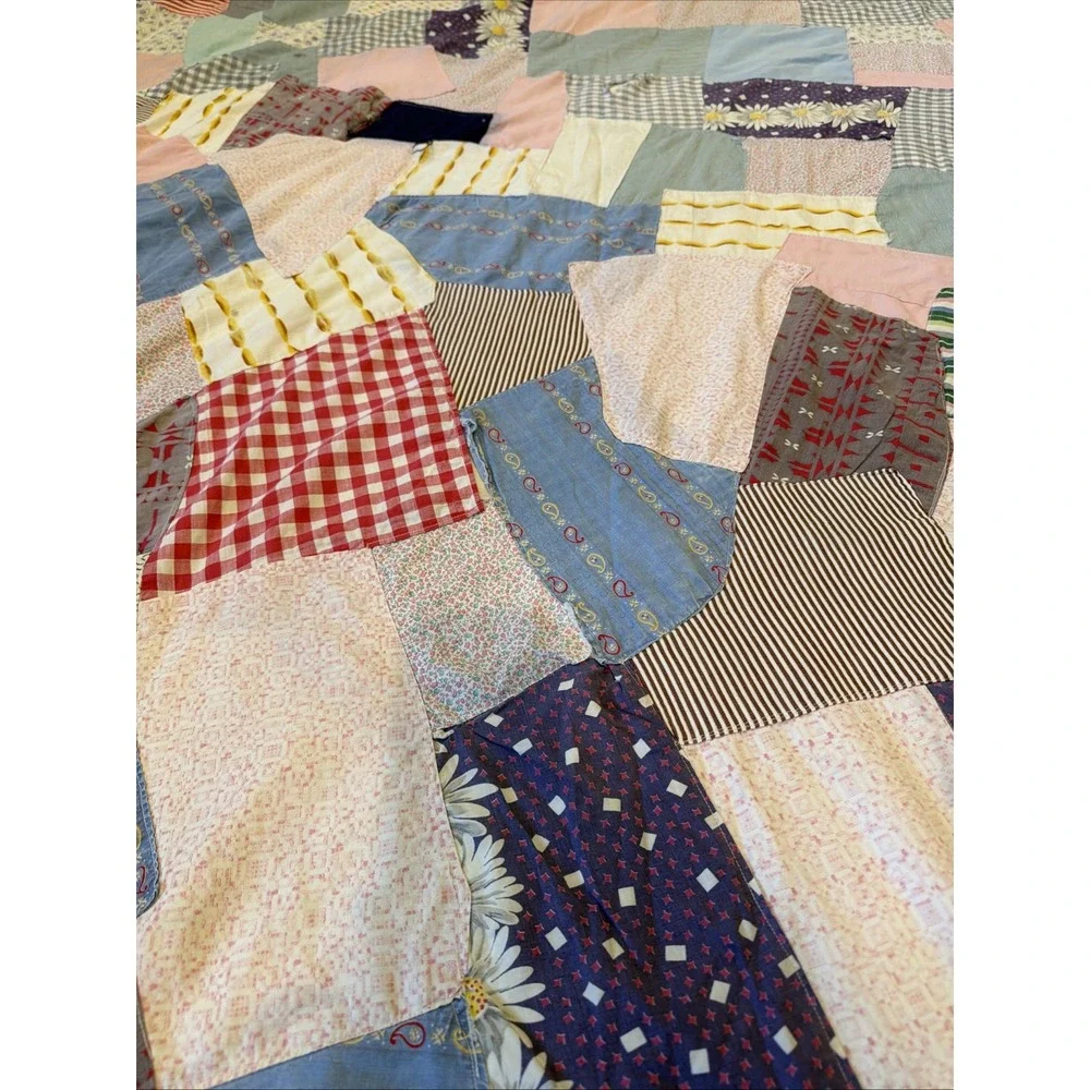 Vintage Handmade Crazy Quilt Patchwork Scrap 75x70